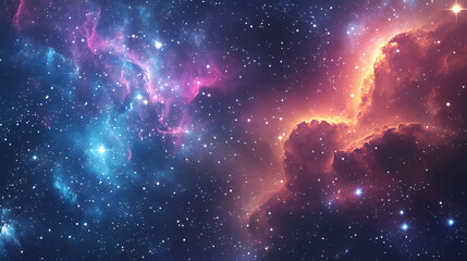 Wall Mural - Captivating cosmic scenery featuring a mesmerizing display of stars and celestial bodies illuminated by soft ethereal gradients and luminous mystical patterns. Hypnotic Lumens. Illustration