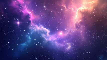 Wall Mural - Captivating cosmic scenery featuring a mesmerizing display of stars and celestial bodies illuminated by soft ethereal gradients and luminous mystical patterns. Hypnotic Lumens. Illustration