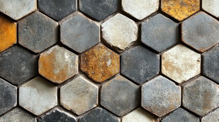 Fototapete - A repeating hexagonal tile arrangement with an embossed texture