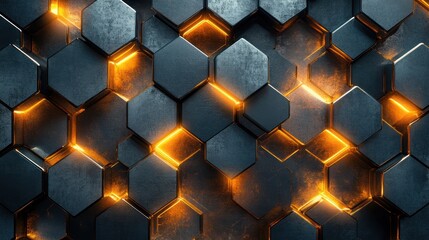 Fototapete - A seamless tessellation of hexagonal prisms with elegant lighting