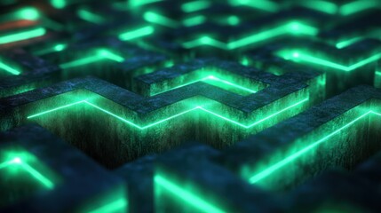 Fototapete - A series of neon parallelograms forming an infinite depth effect