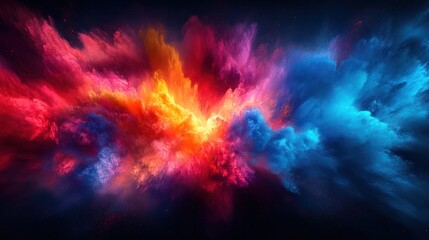 Fototapete - Vibrant color explosion, red and electric blue in motion, soft blur