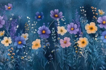 Fototapete - Colorful arrangement of dried flowers on a light background showcasing natural beauty in floral art