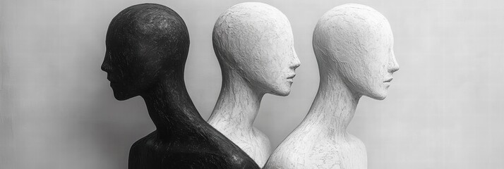 Poster - Black and white figures representing emotion and expression in a simplistic style