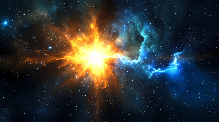 a blazing star emits powerful light in the cosmos. blazing luminance. illustration