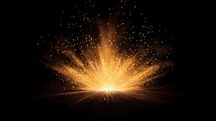 a bright, golden light emanating from a single point in the center of a dark, black background. blaz