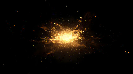 a bright, golden light emanating from a single point in the center of a dark, black background. blaz