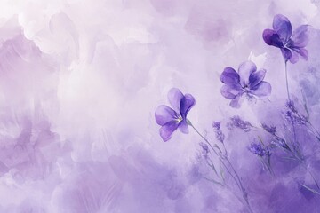 Aufkleber - Vibrant purple flowers bloom in a dreamy pastel landscape showcasing nature's beauty during a serene spring day