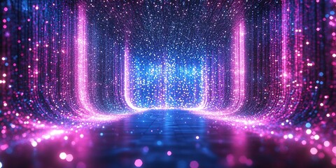 Poster - Mesmerizing tunnel of lights with vibrant colors creating a captivating atmosphere