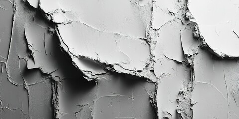 Poster - Cracked gray plaster texture on a wall showcasing intricate patterns and a weathered appearance