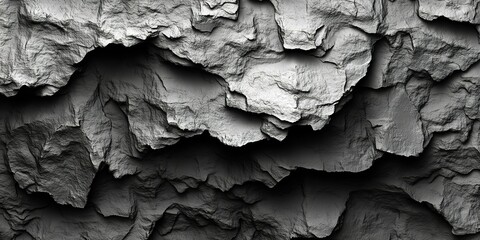 Poster - Textured rocky surface showcasing layered gray formations under soft light conditions
