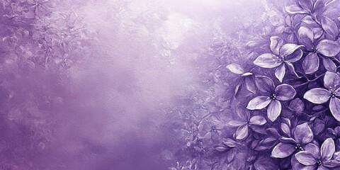 Poster - Purple floral painting showcasing delicate petals and textured background with soft lighting and subtle tones