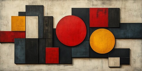 Poster - Colorful abstract wall art featuring geometric shapes and vibrant hues in a modern setting