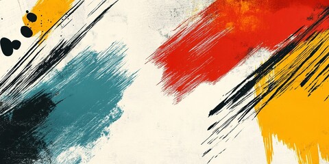 Poster - Creative abstract artwork featuring bold brush strokes in vibrant colors on a textured background