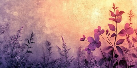 Poster - Colorful floral background with soft hues and textures in a serene setting during sunset