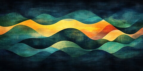 Poster - Colorful abstract waves in a textured design representing fluid movement and harmony