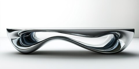 Poster - Sleek modern coffee table with flowing design in minimalist interior setting