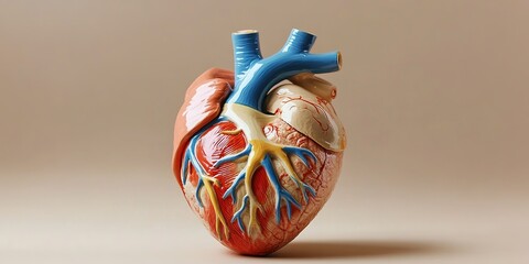 Poster - Heart model showcasing anatomical details in a neutral setting to aid educational purposes and biology studies