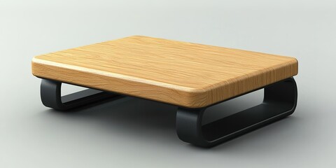 Poster - Modern wooden coffee table with sleek black metal base in minimalistic design for stylish living spaces