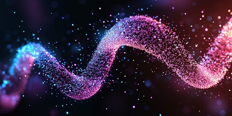 Poster - Colorful swirling particles create a mesmerizing wave effect in a digital visualization
