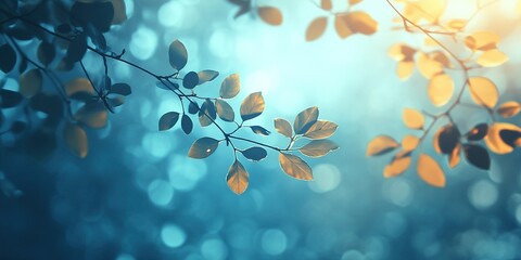 Poster - Branches with leaves illuminated by soft light create a serene atmosphere in a natural setting