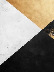 Leinwandbilder - Modern minimalist design featuring overlapping geometric shapes in black, white, and gold with an emphasis on clean lines and a contemporary aesthetic