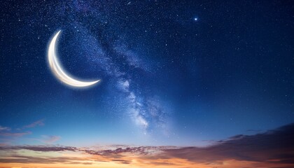 Wall Mural - real sky with stars and crescent