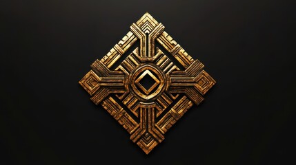 Poster - A decorative art deco style gold colored geometric symmetrical design