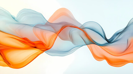 Wall Mural - Bright flowing abstract waves in orange blanc and blue creating a soft minimal look. Hyperspectral Waves. Illustration