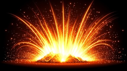 Poster - Fiery Cascade: An Abstract Mountain Range of Light and Energy Radiance