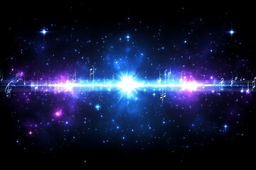 Wall Mural - Harmonies of the cosmos: musical notes amidst a vibrant celestial nebula