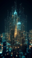 Poster - Digital Cityscape: A Fusion of Technology and Urban Architecture Display