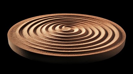 Poster - A brown circular zen garden sand arrangement with concentric circles