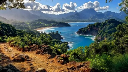Wall Mural - breathtaking panoramic view of a secluded tropical cove