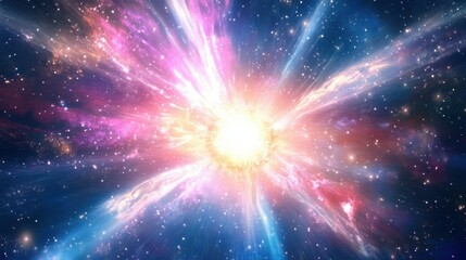 Wall Mural - Radiant Solar Energy: Glowing Sun in Space with Intense Flares and Cosmic Background
