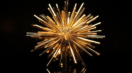 Poster - A golden spiky orb is illuminated against a black background
