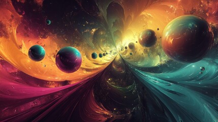 Wall Mural - Ethereal Journey Through Abstract Elements of Light