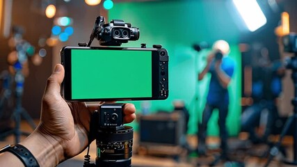 Poster - a detailed view of a smartphone mounted on a tripod, ready for recording as a filmmaker captures con