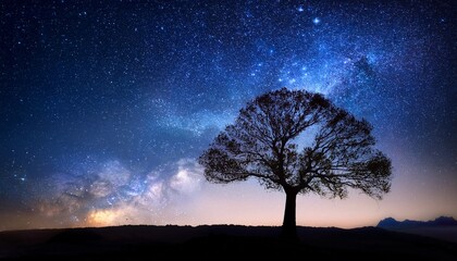 Wall Mural - cosmic tree with starry background