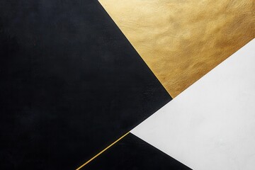 Fototapete - Minimalist geometric design featuring a prominent black triangle with gold and white accents in a modern aesthetic