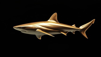 Poster - A detailed image showing a golden shark against a black background