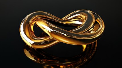 Poster - A Luxurious Golden Infinity Knot Reflecting Against Dark Backgrounds