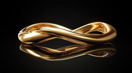 Poster - A golden infinity symbol reflects on a dark surface elegantly