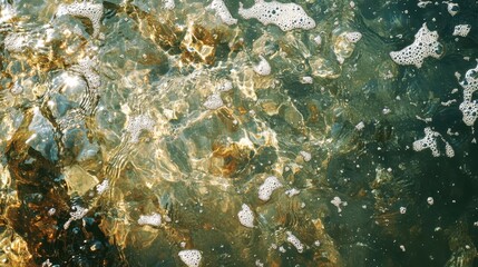 Poster - Transparent water over rocks creating subtle light reflections underwater