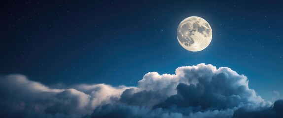 Naklejka na meble Romantic Moon Over Clouds in a Starry Night