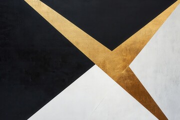 Fototapete - Exploring modern design with minimalist geometric shapes in a black, white, and gold aesthetic for a clean and elegant look