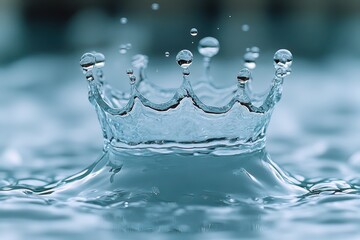 Poster - water droplets create a crown shape upon impact with the surface
