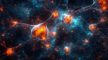 Poster - Colorful Neural Network Illustration with Glowing Connections
