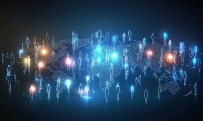 Wall Mural - creative network and world hologram background