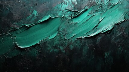 Wall Mural - Teal paint stroke texture, dark background, artistic design